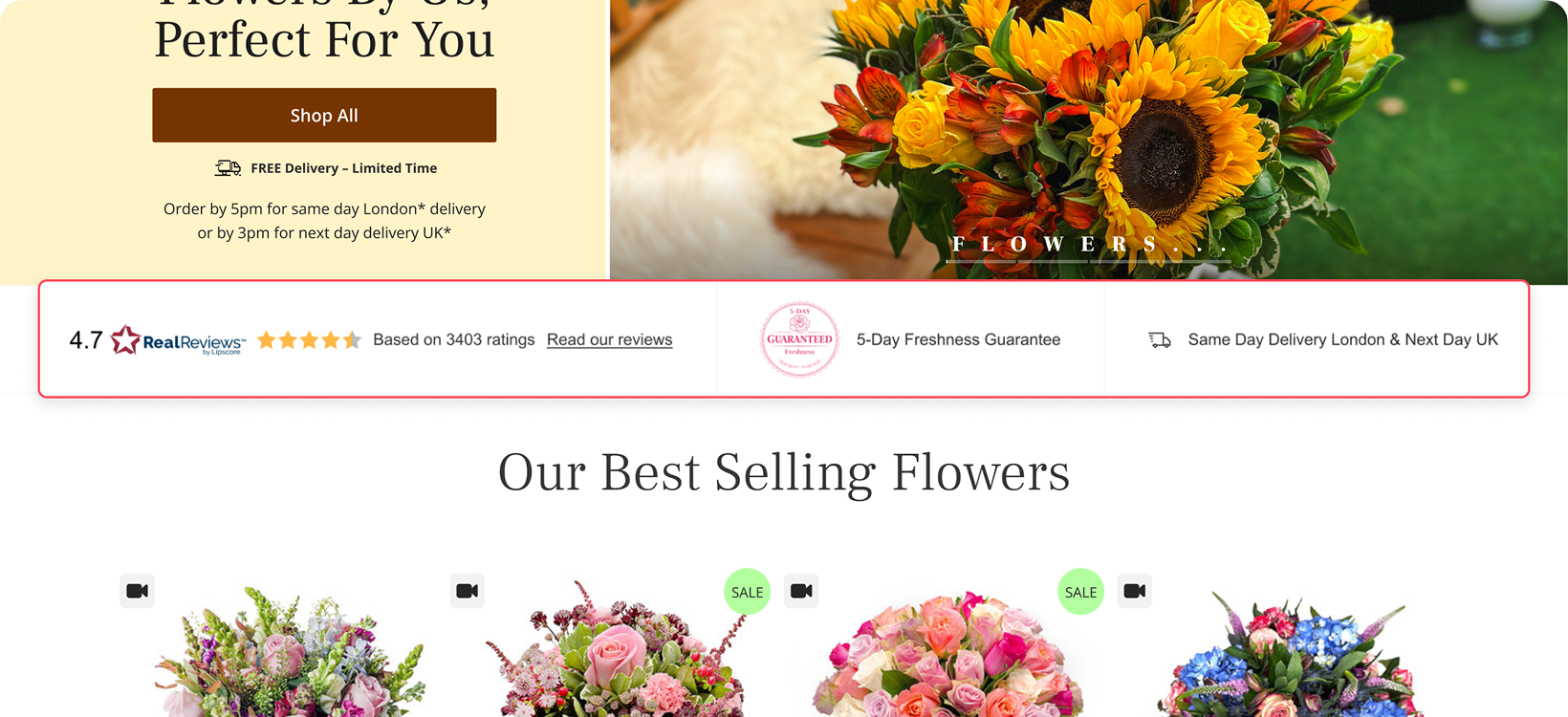 Our Best Selling Flowers ( desktop )